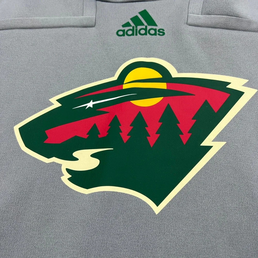 Minnesota Wild Adidas Hoodie Mens XL Gray NHL Hockey Team Pullover Sweatshirt